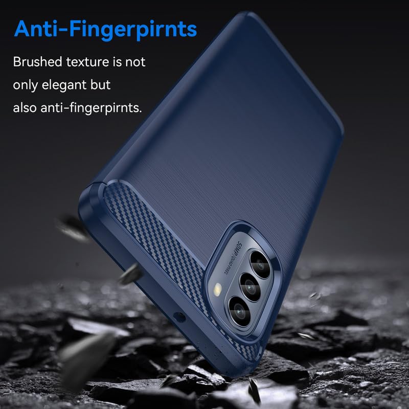 Image of Hybrid Carbon Fiber Back Case for Motorola Moto G62 5G (Blue)