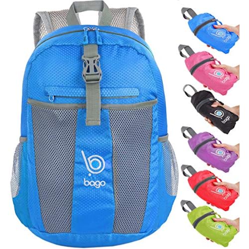 Bago Lightweight Small Hiking Backpack for Women and Men – 25L Travel Day Pack – Foldable Hiking Daypack Ultralight for Camping Outdoor Sports – Day Bag Packable Backpack for Travel (Blue)