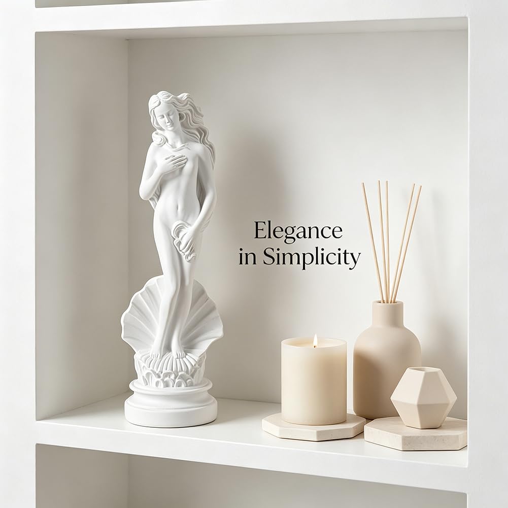 Statua di Afrodite, nascita di Venere, la dea della giovinezza Statua grega da giardino, scultura in resina sintetica, dea greco-romana, figura artistica, classica bianca, complemento d'arredo-