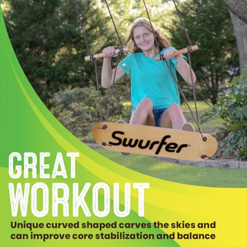 Swurfer TreeSkate Skateboard Swing, Outdoor Stand Up Surf Swing, Holds Up to 200 lbs, Ages 6 and Up, Adjustable Handles, Grip Tape, Kids Outdoor Play Equipment for Children and Adults (Natural),Brown - Thumbnail 3