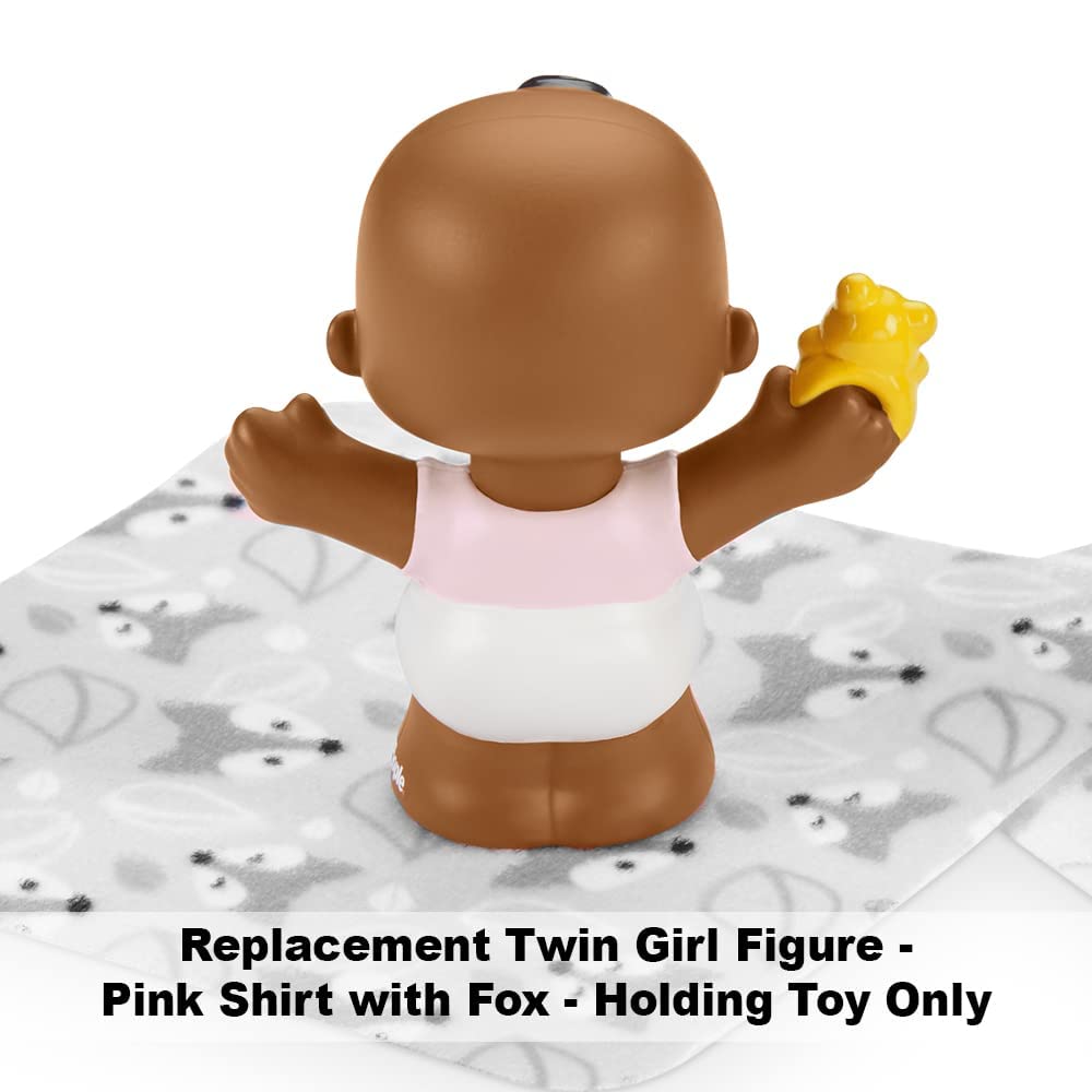 Ersatzteil für Fisher-Price Little People Snuggle Twins Spielset – GKP69 ~ Ersatzfigur Zwillingsmädchen ~ rosa Shirt mit Fuchs ~ Haltespielzeug