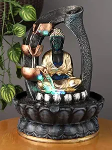 VIVARS Buddha Water Fountain with LED Light 3-Tier Indoor Water Fountain for Home Decor Decoration Showpiece