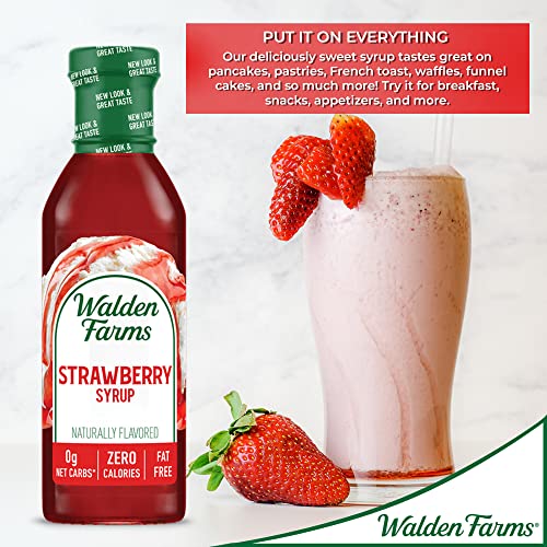 Walden Farms Strawberry Syrup 12 Oz Sweet Syrup - Near Zero Fat, Sugar And Calorie - For Pancakes, Waffles, French Toast, Ice Cream, Lemonade, Desserts, Snacks, Appetizers And Many More #TOP6