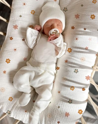 Image of Muslin Baby Lounger Cover, Soft Breathable Newborn Lounger Pillow Cover for Boys Girls Infant (Flower-B)
