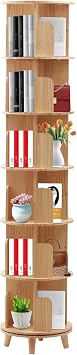 Wooden Revolving Bookcase, 1-6 Tier Corner Floor Standing Bookcase, Space Saving Children Adult Storage Shelf, Living Room Bedroom Book Multifunctional Storage Shelf 6 Tier