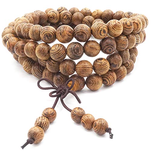 108 Natural Wood Beads Bracelet Tibetan Buddhist Buddha Prayer Me...