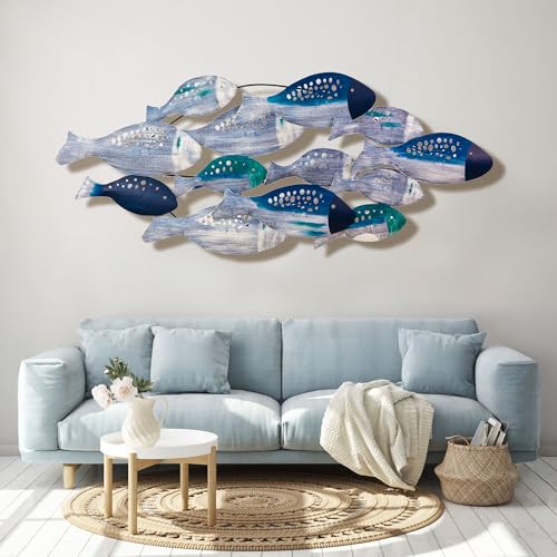 VintiqArti Large Coastal Metal Fish Wall Decor 50