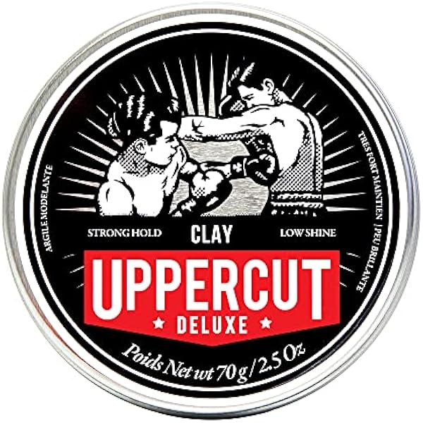 Uppercut Deluxe Clay, profesjonalny produkt na bazie wody dla naturalnego wykończenia, silne trzymanie i niski połysk, produkt do włosów dla mężczyzn 70g