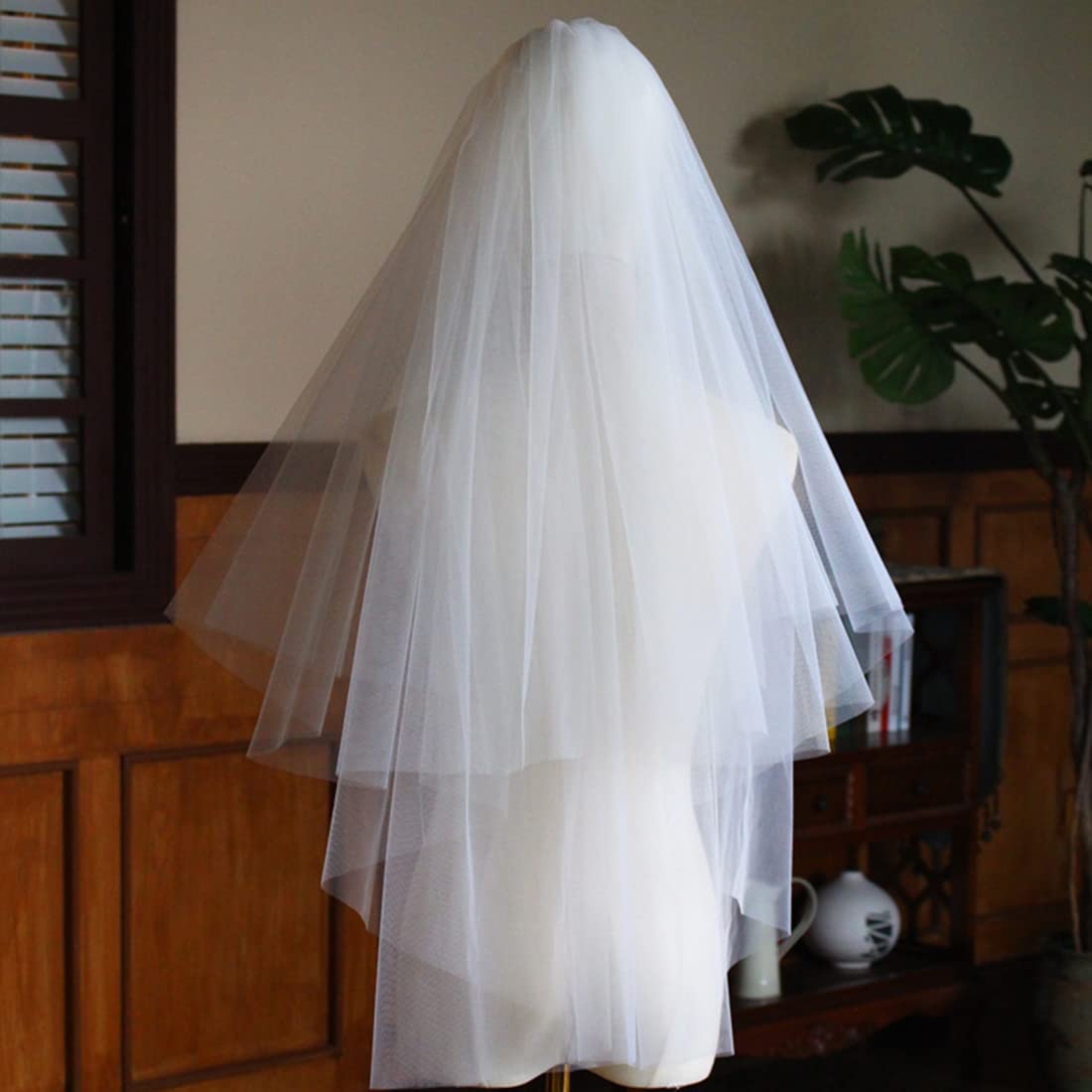 ARHZ 1.5m Voile mariée Couches avec Voiles femme Peigne Voile de Mariée brodé de Ruban Vintage Cathédrale de Mariée Idéal pour les Déguisements de Soirées Mariage Reprises de Banquet