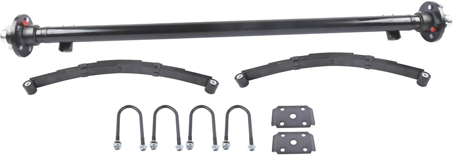 3,500lbs Straight Idler Trailer Axle 60HF 48SC with 5 Leaf Springs, 60" Hubface, 48" Spring Center, 4 U-Bolts