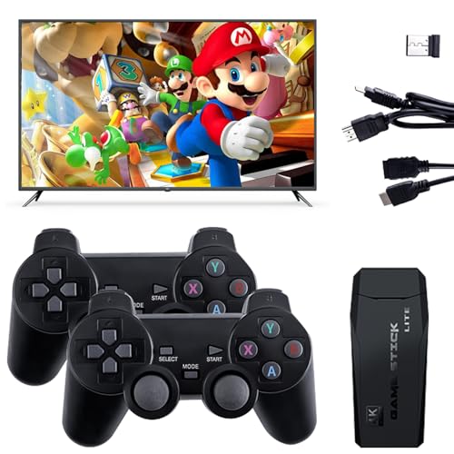 Wireless Retro Game Console Stick Built-in 20000+ Classic Games, 4K HDMI Output Nostalgia Plug & Play Retro Video Gaming Stick, Retro Game Consolewith 9 Emulators and Dual 2.4G Wireless Controller