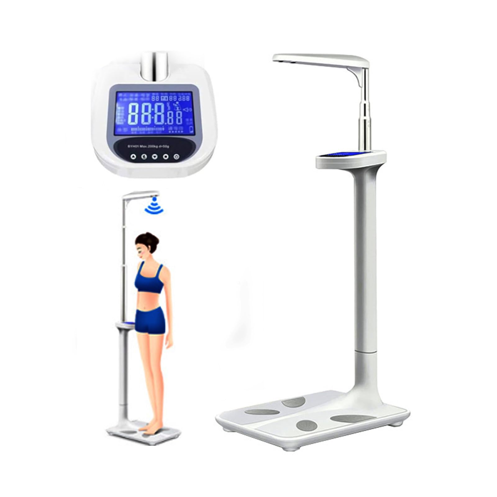 Surveillez vos paramètres corporels avec une balance de poids et de taille à ultrasons:balance médicale numérique, balance de graisse corporelle professionnelle et analyseur de taille