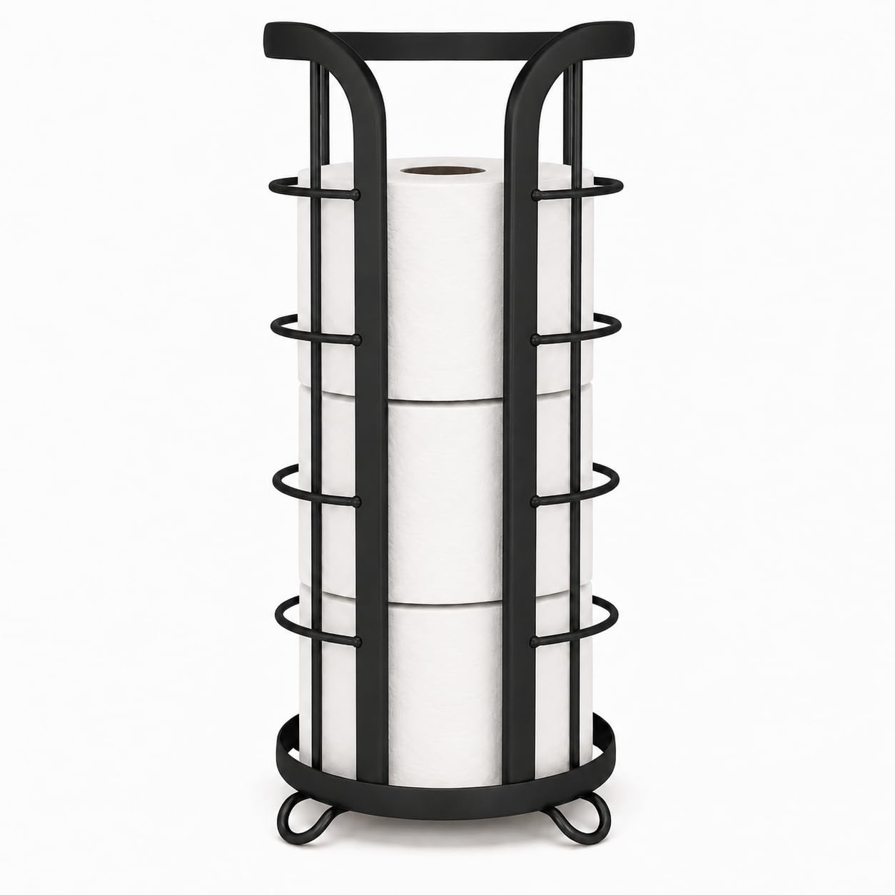 BROOKSTONE, Trending Black Toilet Paper Holder, Freestanding Bathroom Tissue Organizer, Minimalistic Storage Solution, Modern & Stylish Design [Holds MEGA Rolls]