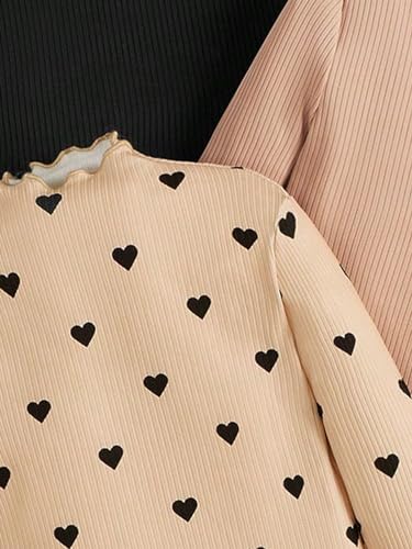 Floerns Girl's 3 Pcs Long Sleeve Lettuce Trim Long Sleeve Mock Neck Tee Shirt4