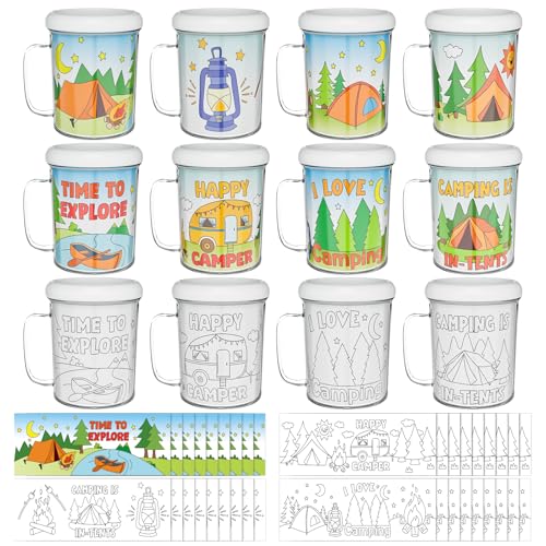 Set de 12 tazas de campamento para pintar 8 oz