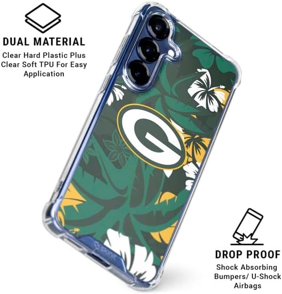 Skinit Clear Phone Case Compatible with Galaxy S25 - Officially Licensed NFL Green Bay Packers Tropical Print Design