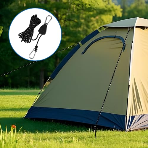 4 Piezas Cuerdas Reflectantes de Tienda, 4m Trinquete de Cuerda con Gancho, Adjustable Rope Ratchet Trinquete de Cuerda de Suspención para Acampar Toldo Planta - imagen 4