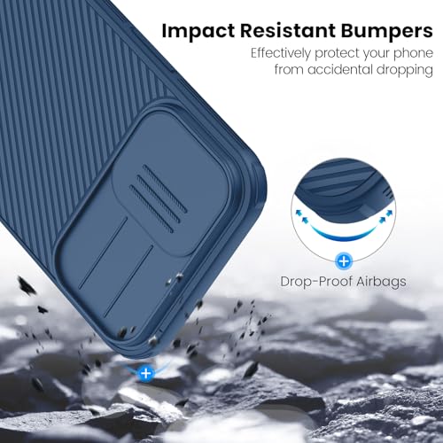 Image of Nillkin for iPhone 17 Case with Slide Camera Cover, Thin Slim Fit, Shockproof Protective, Protector Privacy, Phone Case iPhone 17 Camera Lens Protector 6.3 inch, Blue