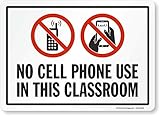 SmartSign “No Cell Phone Use in This Classroom” Label | 10' x 14' Laminated Vinyl