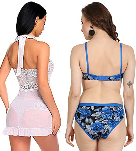 Image of Love Maker Babydoll Lingerie Bra Panty Set Undergarments for Women Honeymoon Nighties Small to 3XL
