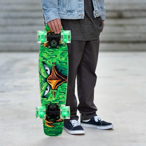 Image of Tony Hawk 22 inch Complete Cruiser Skateboard, 9-ply Maple Deck Skateboard for Cruising, Carving, Tricks and Downhill, Slime