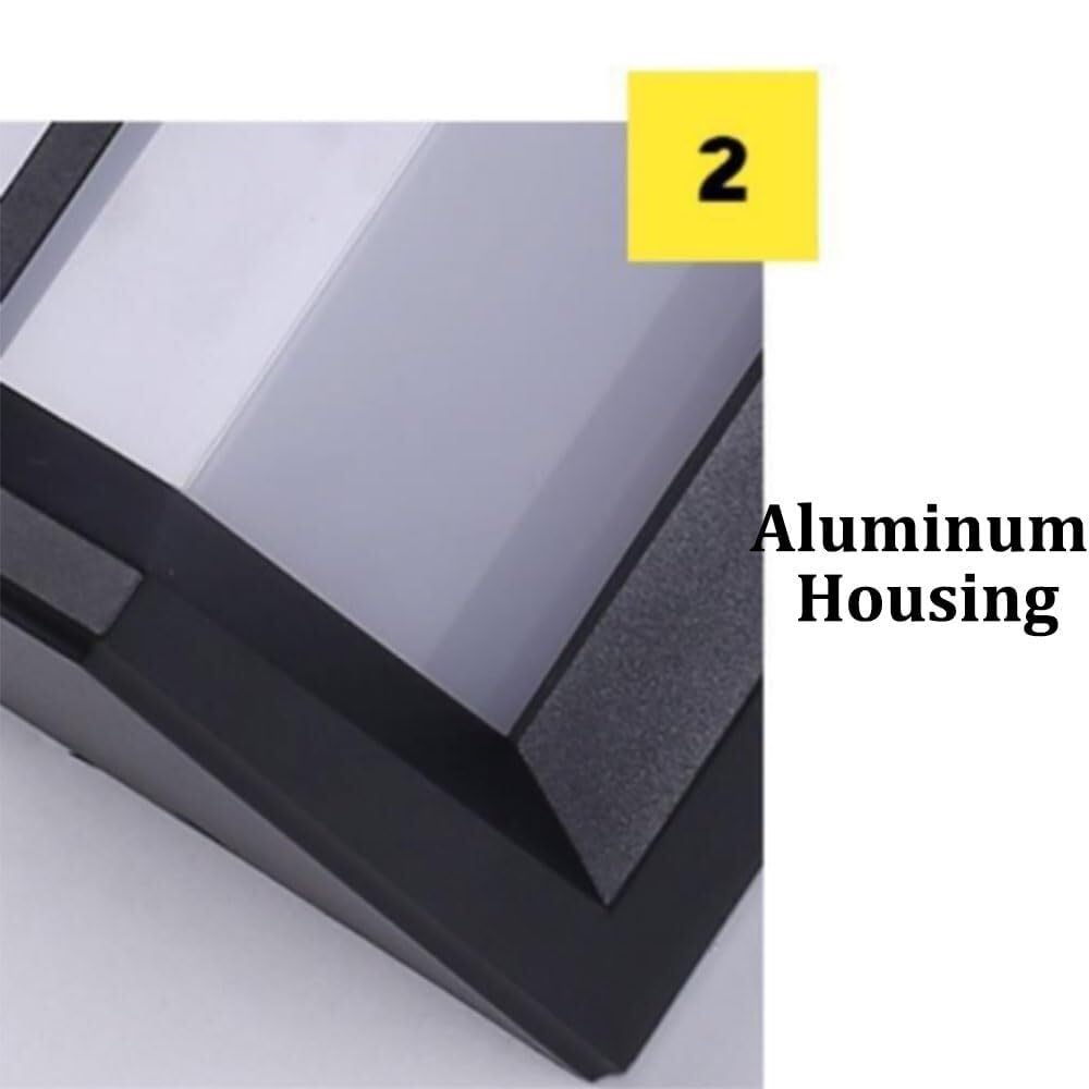 Neue chinesische schwarze 2er-Packung Wandleuchten for den Außenbereich, Acrylschirm, Wandleuchten, Aluminiumgehäuse, geometrisches Design, Wandlampe for Veranda, Deck, Zaun, Terrasse, Garten(2 Packs)