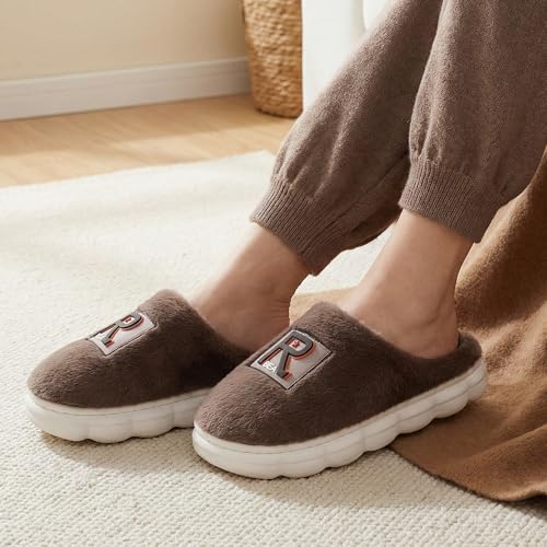 Image of VRITRAZ Men's Plush Winter Slippers | Soft Furry Lined Indoor Slides | Warm Comfortable Anti-Slip Home Footwear