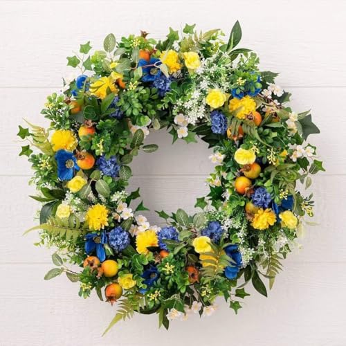 Couronne florale d'été plastique résistant déco porte entrée extérieur intérieur - 7