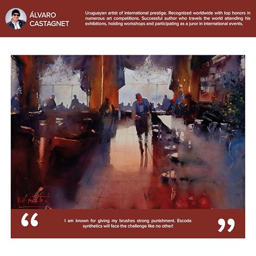 Image of Escoda | Watercolour | Artist Set Alvaro Castagnet 1 | Size 8,10,12 | 3 Brushes Long Handle | Synthetic tame | Round Pointed