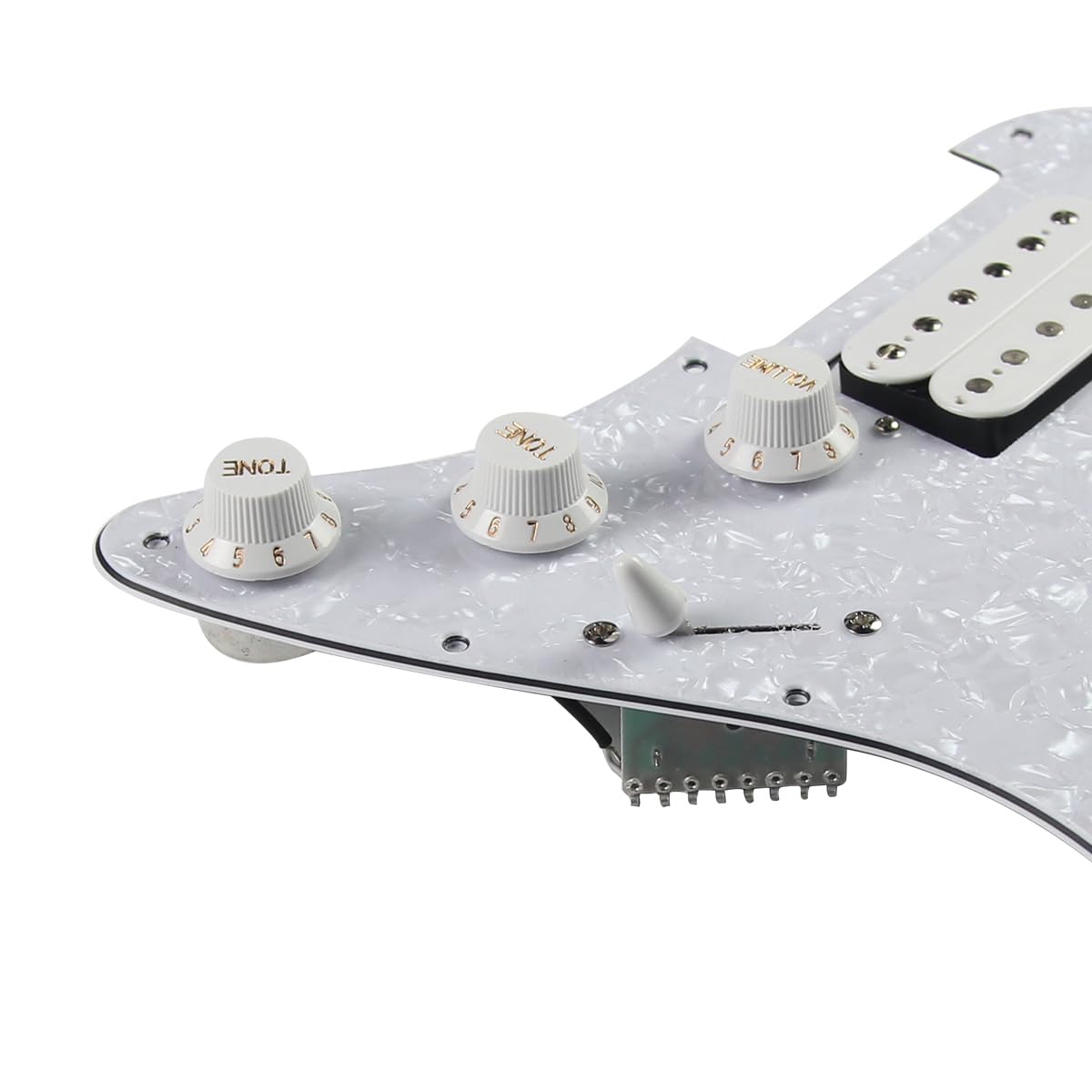 FLEOR Alnico V Loaded Prewired Pickguard Set SSH Alnico Dual Rail Humbucker for ST ST Electric Guitar Replacement White Pearl - Image 4