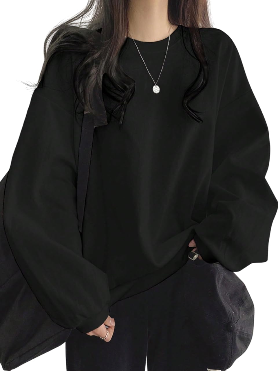 dockstreet Women's Blended 100% Cotton and Fleece Blend Oversized Fit® Baggy Fit Drop Shoulder Cool and Stylish Sweatshirt-picture-17