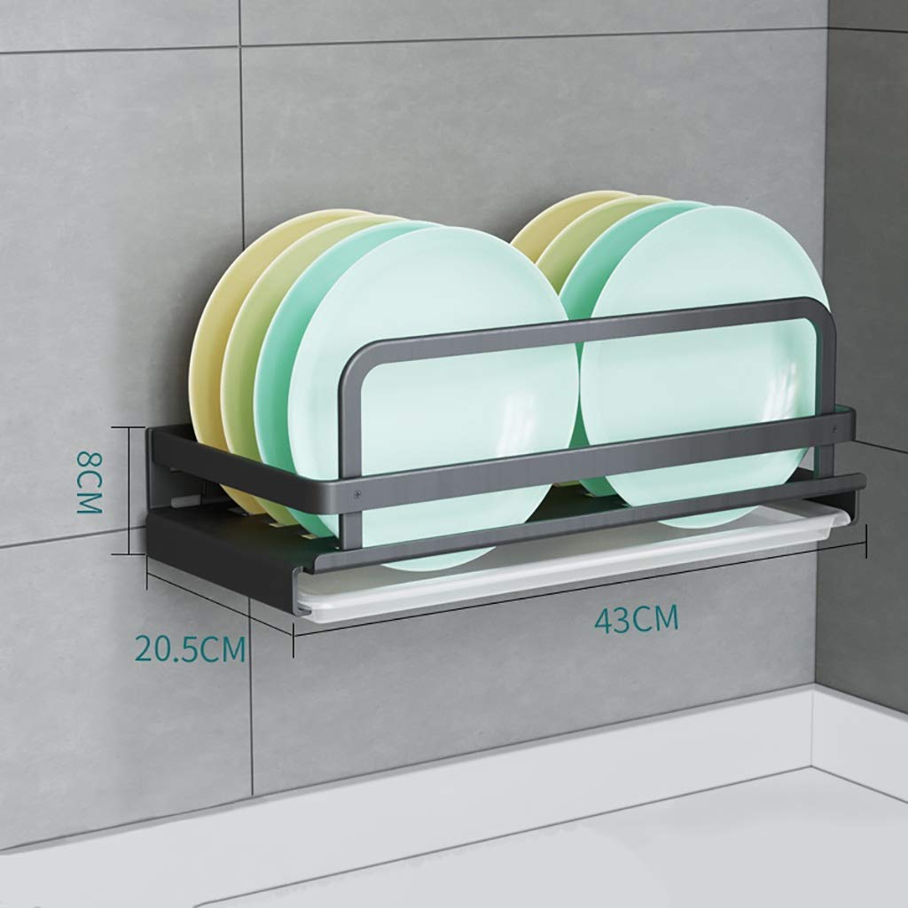 Scaffale da Cucina Nero, Combinazione di scolapiatti scolapiatti in Metallo a Parete in Alluminio, Installazione Perforata