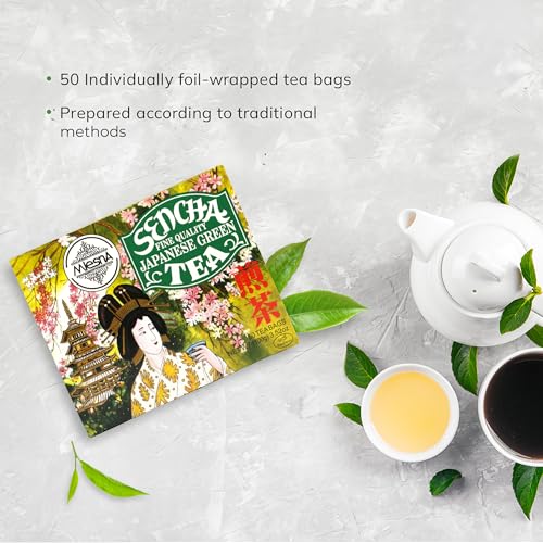 Image of Mlesna Sencha Japanese Green Tea 100g | 50 Foil-Wrapped Tea Bags | Pure Ceylon Green Tea | Rich in Antioxidants | Imported from Sri Lanka