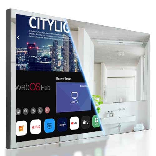 Image of Soulaca 31.5" 4K Smart Magic Mirror TV for Bathroom, webOS System, IPX5 Water Resistant, Voice Control, ATSC Digital Tuner, LED Mirror Display for Kitchen, SPA & Luxury Hotel Use