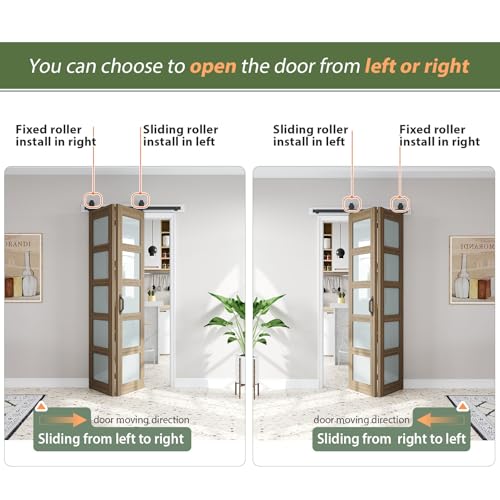 Image of FREDBECK Bifold Barn Doors 42X84(Double 21x84) with 5 Panels Frosted Glass