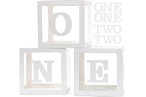 1st Birthday Photo Props, White 1st Birthday Decorations for Boys or Girls,...