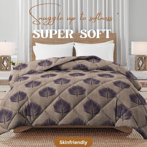 Image of Amazon Brand - Umi 220 GSM Reversible Microfiber AC Comforter /Duvets for Mild Winter | All Season King Size 3 Layered Quilted Blanket for Double Bed (228 cm x 254 cm Coffee & Brown)