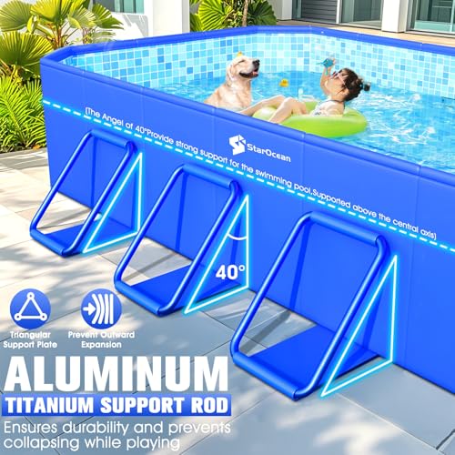 Image of StarOcean Large Foldable Pool,Non-Inflatable Swimming Pool Adult 118x73x20 | 2026 Kid,Adult Collapsible Pool Hard Plastic,Overthickened Extra Large Foldable Pool,Portable Folding Kid Pool for Backyard