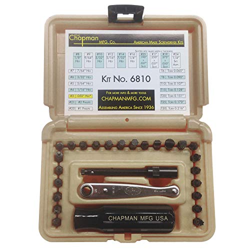 Chapman Mfg 6810Dt Standard +Star Screwdriver Set - 27 Pieces - Includes Standard Allen Hex, Star, Phillips & Slotted Bits, Complete Set Offers 24 Usa Made Insert Bits (Desert Tan Hard Case) #TOP13