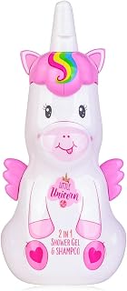 Gel de ducha 2 en 1 Accentra LITTLE UNICORN para cuerpo y cabello - Gel de ducha y champú en botella de unicornio, diseño de unicornio, 400 ml, aroma a vainilla, ideal como regalo para niñas y niños.