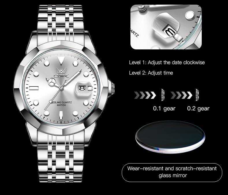 Image of OPK Watches for Men Diamond Roman Analog Mens Watches Waterproof Large Stainless Steel Men Wrist Watch Business Father Gift Watch