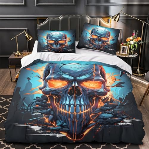Parure de lit tête de mort 260x220 cm avec microfibre 3D