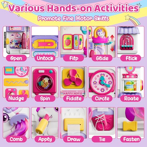 Nicella Busy Board, Montessori Toys for 1 Year Old, Montessori Board for 12-18 Months, 56+ Activities Bilingual Music Learning Sensory Toys for Toddlers 1-3, Birthday Gift for 1+ Year Old Girl Boy - Image 6