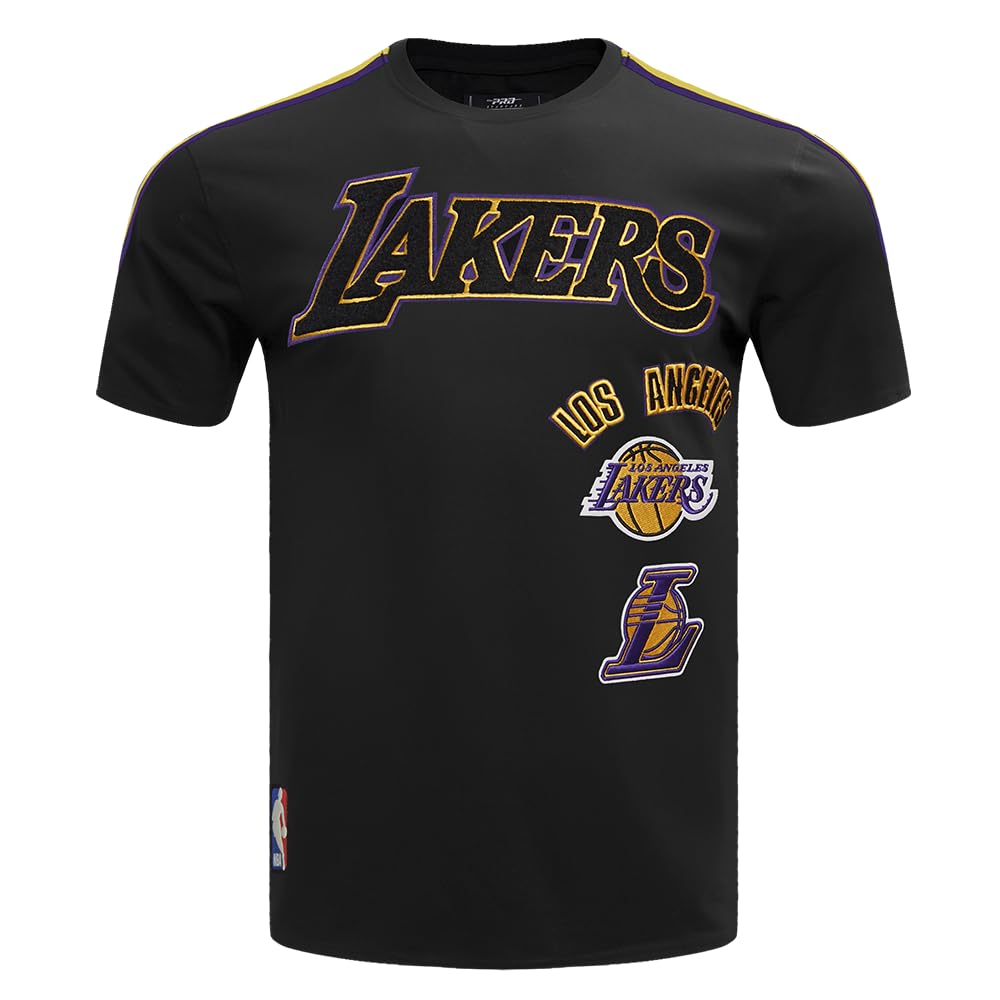 Pro Standard Mens NBA Los Angeles Lakers Retro Classics Taping Tee Black/Purple/Yellow S