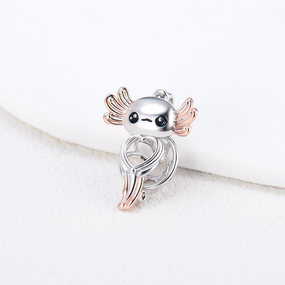 Sterling Silver Pink Axolotl Pearl Cage Pendants for Women - Image 3