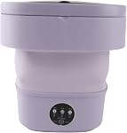 Laveuse portable, 6L Petit lave-linge portable et sécheuse Combo Mini Bucket pliable de laveuse avec panier drain pour appartement, sous-vêtements, chaussettes, vêtements de bébé (Purple)