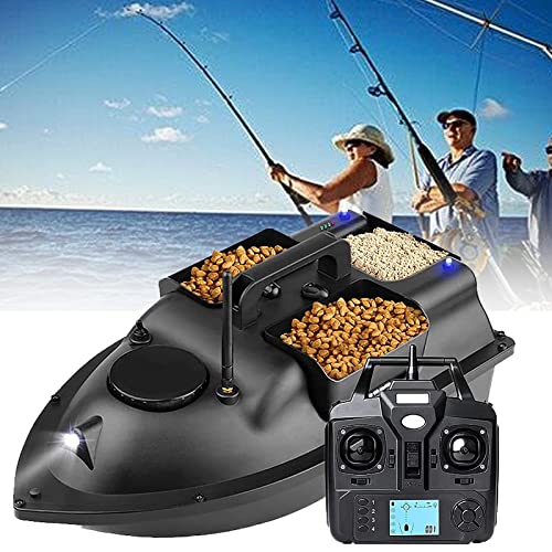 Bateau De Pêche Téléguidé OBEST 500m Avec GPS, LED Pour Nuit, 3 Appâts, Charge 2kg, Double Moteur, Retour Auto, 40 Points De Repère, Batterie 5200mAh