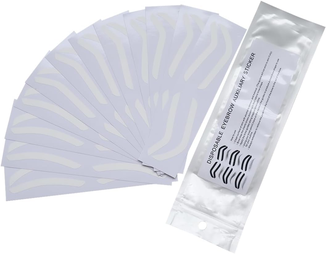 Airbrush Eyebrow Stickers Stencils Shape Tape Disposable Tattoo Auxiliary Stickers Airbrush Brow Border Shaping Mapping Guide Tape Air Brush Templates for Tinting Makeup (1 Bag 12 Pairs)