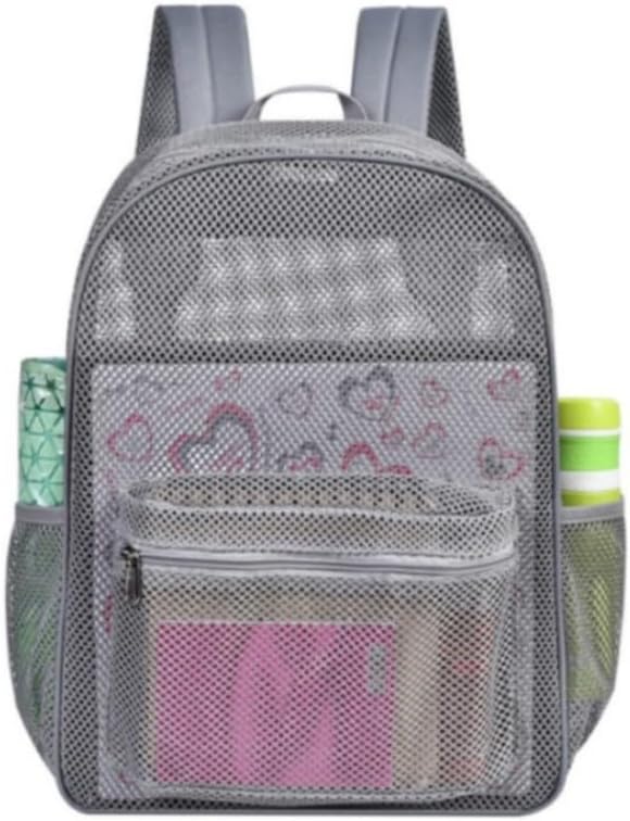 Breathable Mesh Backpack External Frame Design for Comfortable Travel Beach Trips and Toiletry Storage (Grey)