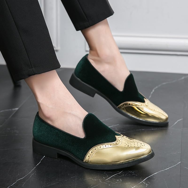 Men's Dress Formal Suede Shoes Prom Wedding Anti-Slip Rubber Sole Slip Resistant Block Heel Casual Vegan Pu Leather Slip-on Office Round Toe2